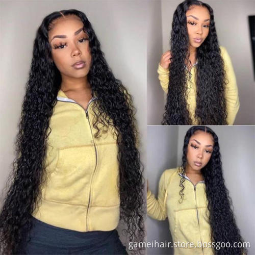 Natural Color Deep Wave Curly Glueless Lace Wig Human Hair Virgin Cuticle Aligned Glueless Lace Front Wig Brazilian Human Hair